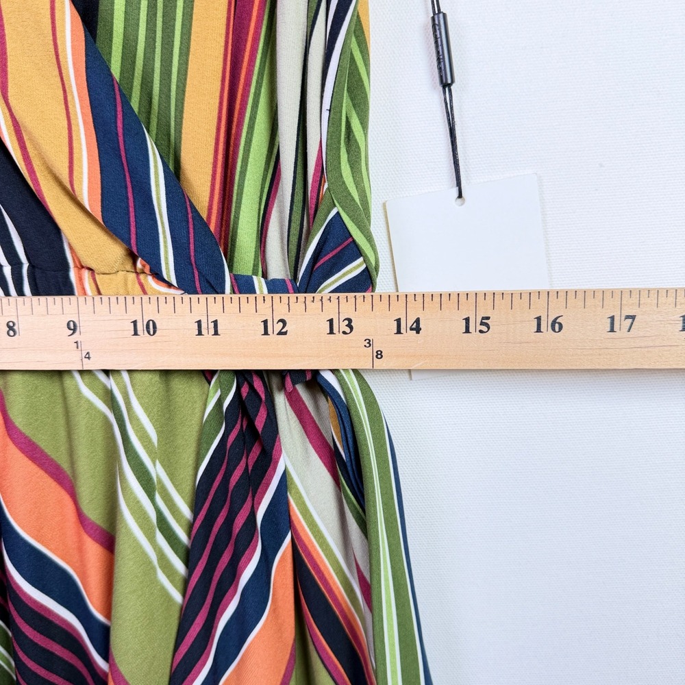 CALVIN‎ KLEIN Multicolor Striped Faux Wrap Sleeveless Dress 8 CD3A2E55 - Picture 7 of 8